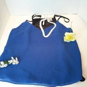 Swool Blue &Black Spagetti Straps Blouse Size L